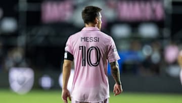 FORT LAUDERDALE, FLORIDA - AUGUST 02: Lionel Messi of Inter Miami CF in action during the Leagues Cup 2023 match against Orlando City SC (1) and Inter Miami CF (3) at the DRV PNK Stadium on August 2nd, 2023 in Fort Lauderdale, Florida. (Photo by Simon Bruty/Anychance/Getty Images)