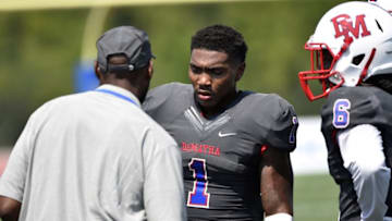 Aug 29, 2015; Hyattsville, MD, USA; DeMatha Stags Darryl Turner (1) stands on the sidelines against the Miami Central Rockets during a game at Prince George