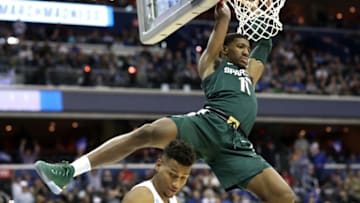 WASHINGTON, DC - MARCH 31: Aaron Henry #11 of the Michigan State Spartans dunks the ball against the Duke Blue Devils during the second half in the East Regional game of the 2019 NCAA Men's Basketball Tournament at Capital One Arena on March 31, 2019 in Washington, DC. (Photo by Rob Carr/Getty Images)