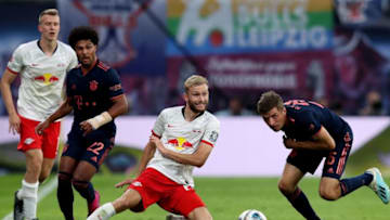 Bayern Munich have second bid rejected for RB Leipzig's Konrad Laimer (c). (Photo credit should read RONNY HARTMANN/AFP via Getty Images)