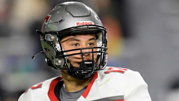 Thompson's Trent Seaborn looks to pass against Auburn during the AHSAA 7A State Football Championship game at Jordan Hare Stadium in Auburn, Ala., on Wednesday November 30, 2022.Thompson27