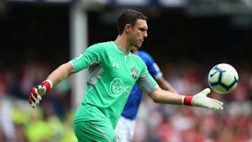 LIVERPOOL, ENGLAND - AUGUST 18: Alex McCarthy of Southampton during the Premier League match between Everton FC and Southampton FC at Goodison Park on August 18, 2018 in Liverpool, United Kingdom. (Photo by Alex Livesey/Getty Images)