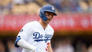 LOS ANGELES, CALIFORNIA - JUNE 02: Joc Pederson #31 of the Los Angeles Dodgers reacts to his two run homerun for a 8-0 lead over the Philadelphia Phillies during the eighth inning at Dodger Stadium on June 02, 2019 in Los Angeles, California. (Photo by Harry How/Getty Images)