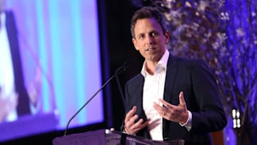 NEW YORK, NY - MARCH 05: Seth Meyers speaks on stage during the NYU Langone Health's 2018 FACES Gala at Pier Sixty at Chelsea Piers on March 5, 2018 in New York City. (Photo by Monica Schipper/Getty Images for NYU Langone Health)