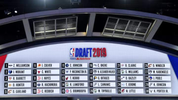 The first round draft board is seen during the 2019 NBA Draft. (Photo by Sarah Stier/Getty Images)