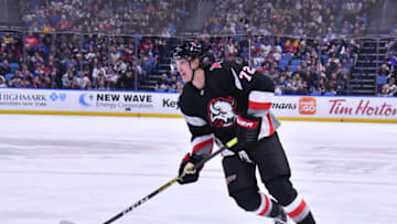 Nov 23, 2022; Buffalo, New York, USA; Buffalo Sabres right wing Tage Thompson (72) looks to make a pass in the second period against the St. Louis Blues at KeyBank Center. Mandatory Credit: Mark Konezny-USA TODAY Sports