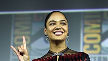SAN DIEGO, CALIFORNIA - JULY 20: Tessa Thompson of Marvel Studios' 'Thor: Love and Thunder' at the San Diego Comic-Con International 2019 Marvel Studios Panel in Hall H on July 20, 2019 in San Diego, California. (Photo by Alberto E. Rodriguez/Getty Images for Disney)