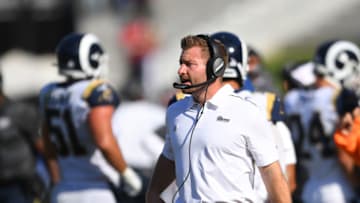 LOS ANGELES, CA - OCTOBER 13: Head coach Sean McVay of the Los Angeles Rams walks the sideline in the second half against the San Francisco 49ers at Los Angeles Memorial Coliseum on October 13, 2019 in Los Angeles, California. (Photo by Jayne Kamin-Oncea/Getty Images)