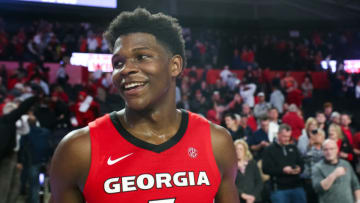 ATHENS, GA - FEBRUARY 19: Anthony Edwards #5 of the Georgia Bulldogs looks on during a game against the Auburn Tigers at Stegeman Coliseum on February 19, 2020 in Athens, Georgia. (Photo by Carmen Mandato/Getty Images)