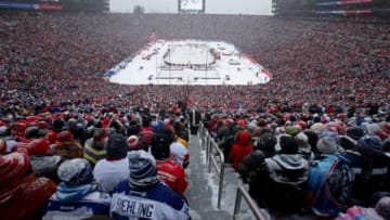Jan 1, 2014; Ann Arbor, MI, USA; A general view in the first period during the 2014 Winter Classic hockey game between the Detroit Red Wings and the Toronto Maple Leafs at Michigan Stadium. Mandatory Credit: Tim Fuller-USA TODAY Sports