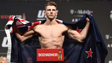 LAS VEGAS, NV - JULY 06: Dan Hooker of New Zealand poses on the scale during the UFC 226 weigh-in inside T-Mobile Arena on July 6, 2018 in Las Vegas, Nevada. (Photo by Josh Hedges/Zuffa LLC/Zuffa LLC via Getty Images)