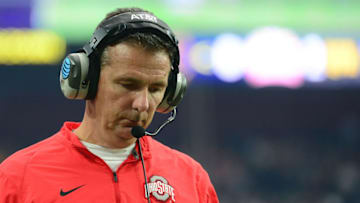 GLENDALE, AZ - JANUARY 01: Head coach Urban Meyer of the Ohio State Buckeyes walks on the sideline during the second half of the BattleFrog Fiesta Bowl at University of Phoenix Stadium on January 1, 2016 in Glendale, Arizona. (Photo by Jennifer Stewart/Getty Images)