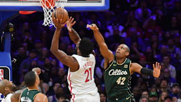 Boston.com's Tom Westerholm sent a strong message on the ability of the Boston Celtics to defend Joel Embiid in the Eastern Conference semifinals Mandatory Credit: Eric Hartline-USA TODAY Sports