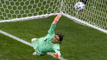 BUCHAREST, ROMANIA - JUNE 28: Goalkeeper Yann Sommer of Switzerland in action during the UEFA Euro 2020 Championship Round of 16 match between France and Switzerland at National Arena on June 28, 2021 in Bucharest, Romania. (Photo by Marcio Machado/Getty Images)