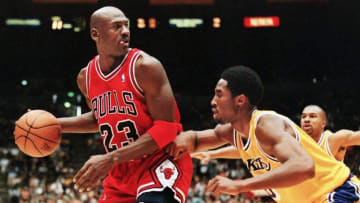 Kobe Bryant, Michael Jordan, Chicago Bulls (Photo credit should read Vince Bucci/AFP/Getty Images)