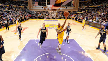 LOS ANGELES, CA - MARCH 13: Isaiah Thomas #3 of the Los Angeles Lakers shoots the ball during the game against the Denver Nuggets on March 13, 2018 at STAPLES Center in Los Angeles, California. NOTE TO USER: User expressly acknowledges and agrees that, by downloading and/or using this Photograph, user is consenting to the terms and conditions of the Getty Images License Agreement. Mandatory Copyright Notice: Copyright 2018 NBAE (Photo by Andrew D. Bernstein/NBAE via Getty Images)