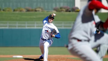 Nate Pearson #20 of the Surprise Saguaros and Toronto Blue Jays pitches during the 2018 Arizona Fall League. (Photo by Joe Robbins/Getty Images)