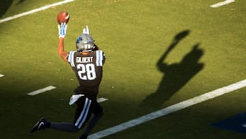DURHAM, NC - NOVEMBER 05: Mark Gilbert #28 of the Duke Blue Devils tries to tip the ball back over the goal line on a Duke punt during their game against the Virginia Tech Hokies at Wallace Wade Stadium on November 5, 2016 in Durham, North Carolina. (Photo by Lance King/Getty Images)