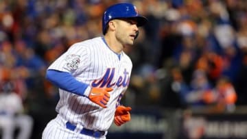 Oct 30, 2015; New York City, NY, USA; New York Mets third baseman David Wright (5) rounds the bases after hitting a two-run home run against the Kansas City Royals in the first inning in game three of the World Series at Citi Field. Mandatory Credit: Anthony Gruppuso-USA TODAY Sports