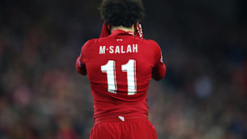 LIVERPOOL, ENGLAND - APRIL 09: Mohamed Salah of Liverpool after a missed chance during the UEFA Champions League Quarter Final first leg match between Liverpool and Porto at Anfield on April 09, 2019 in Liverpool, England. (Photo by Julian Finney/Getty Images)