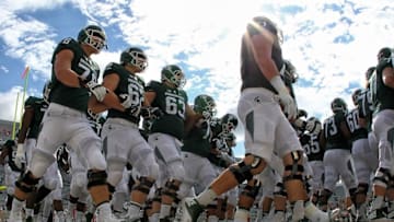 Sep 24, 2016; East Lansing, MI, USA; Michigan State Spartans defense takes the field prior to a against the Wisconsin Badgers game at Spartan Stadium. Mandatory Credit: Mike Carter-USA TODAY Sports