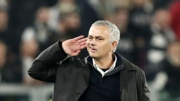Manchester United's Portuguese manager Jose Mourinho gestures towards the public at the end of the UEFA Champions League group H football match Juventus vs Manchester United at the Allianz stadium in Turin on November 7, 2018. (Photo by Isabella BONOTTO / AFP) (Photo credit should read ISABELLA BONOTTO/AFP/Getty Images)