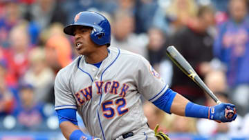 Oct 1, 2016; Philadelphia, PA, USA; New York Mets left fielder Yoenis Cespedes (52) in action during a baseball game against the Philadelphia Phillies at Citizens Bank Park. Mandatory Credit: Derik Hamilton-USA TODAY Sports