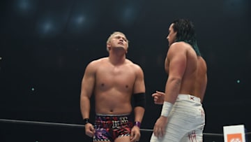 TOKYO, JAPAN - JANUARY 04: Kazuchika Okada vs Jay White during the Wrestle Kingdom 13 at Tokyo Dome on January 4, 2019 in Tokyo, Japan. (Photo by New Japan Pro-Wrestling/Getty Images)