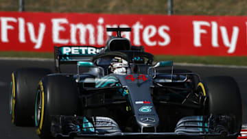 BUDAPEST, HUNGARY - JULY 29: Lewis Hamilton of Great Britain driving the (44) Mercedes AMG Petronas F1 Team Mercedes WO9 on track during the Formula One Grand Prix of Hungary at Hungaroring on July 29, 2018 in Budapest, Hungary. (Photo by Charles Coates/Getty Images)
