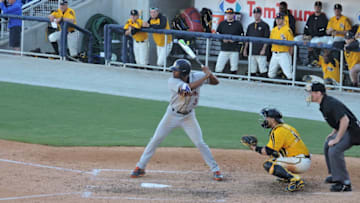 Palacios about to swing against Southern Miss at Cox Diamond Invitational in Pensacola, Fla. March 6, 2016.