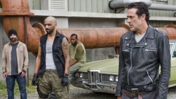 Jeffrey Dean Morgan as Negan, Vince Pusani as Savior - The Walking Dead _ Season 7, Episode 11 - Photo Credit: Gene Page/AMC