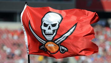 Oct 30, 2016; Tampa, FL, USA; Tampa Bay Buccaneers flag before the game against the Oakland Raiders at Raymond James Stadium. Mandatory Credit: Jonathan Dyer-USA TODAY Sports