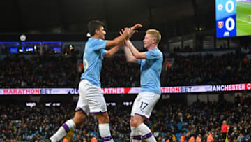 Rodri (L) and Kevin de Bruyne (R), Manchester City (Photo by Anthony Devlin / AFP)