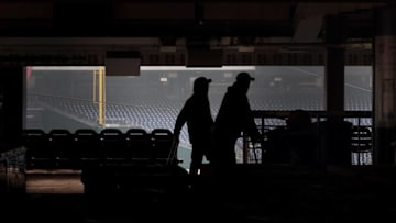 Workers move through the concourse as Nationals Park. (Photo by Win McNamee/Getty Images)