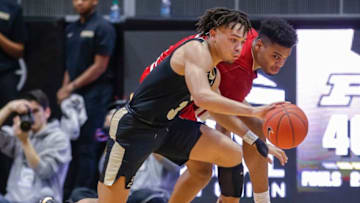 WEST LAFAYETTE, IN - JANUARY 19: Carsen Edwards #3 of the Purdue Boilermakers reaches for the ball against Juwan Morgan #13 of the Indiana Hoosiers at Mackey Arena on January 19, 2019 in West Lafayette, Indiana. (Photo by Michael Hickey/Getty Images)