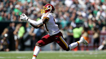 PHILADELPHIA, PENNSYLVANIA - SEPTEMBER 08: Terry McLaurin #17 of the Washington Redskins catches a second quarter touchdown against the Philadelphia Eagles at Lincoln Financial Field on September 08, 2019 in Philadelphia, Pennsylvania. (Photo by Rob Carr/Getty Images)