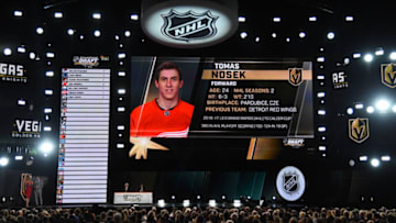 LAS VEGAS, NV - JUNE 21: Tomas Nosek is selected by the Las Vegas Golden Knights during the 2017 NHL Awards and Expansion Draft at T-Mobile Arena on June 21, 2017 in Las Vegas, Nevada. (Photo by Ethan Miller/Getty Images)