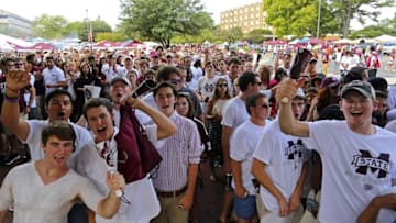 Oct 11, 2014; Starkville, MS, USA; Students waiting at the gate to get in before the game between the Mississippi State Bulldogs and the Auburn Tigers at Davis Wade Stadium. Mandatory Credit: Spruce Derden-USA TODAY Sports