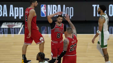 Zach LaVine, Daniel Theis. Chicago Bulls. Mandatory Credit: David Banks-USA TODAY Sports