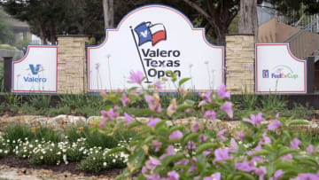 Apr 6, 2019; San Antonio, TX, USA; General view of the Valero signage during the third round of the Valero Texas Open golf tournament at TPC San Antonio - AT&T Oaks Course. Mandatory Credit: Soobum Im-USA TODAY Sports