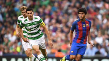 DUBLIN, IRELAND - JULY 30: Carles Alena (R) of Barcelona and Tomas Rogic (L) of Celtic during the International Champions Cup series match between Barcelona and Celtic at Aviva Stadium on July 30, 2016 in Dublin, Ireland. (Photo by Charles McQuillan/Getty Images)