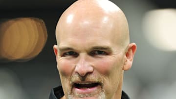 ATLANTA, GA - DECEMBER 7: Head Coach Dan Quinn of the Atlanta Falcons before the game against the New Orleans Saints at Mercedes-Benz Stadium on December 7, 2017 in Atlanta, Georgia. (Photo by Scott Cunningham/Getty Images)