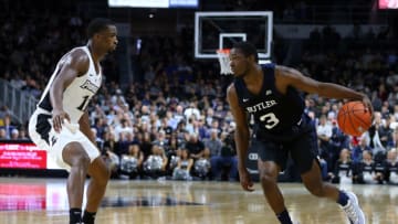 PROVIDENCE, RI - JANUARY 10: Butler Bulldogs guard Kamar Baldwin (3) and Providence Friars guard Alpha Diallo (11) in action during a college basketball game between Butler Bulldogs and Providence Friars on January 10, 2020, at the Dunkin Donuts Center in Providence, RI. (Photo by M. Anthony Nesmith/Icon Sportswire via Getty Images)