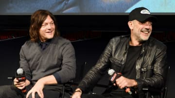 NEW YORK, NEW YORK - OCTOBER 05: Norman Reedus and Jeffrey Dean Morgan speak onstage during The Walking Dead Universe, Including AMC's Flagship Series and the Untitled New Third Series Within The Walking Dead Franchise at New York Comic Con 2019 Day 3 at Hulu Theater at Madison Square Garden October 05, 2019 in New York City. (Photo by Ilya S. Savenok/Getty Images for ReedPOP )