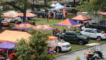 Tailgaters near the Strom Thurmond Institute on campus before the game with Clemson and Boston College in Clemson, S.C. Saturday, October 2, 2021.Ncaa Football Acc Clemson Boston College