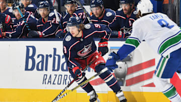 COLUMBUS, OH - DECEMBER 11: Artemi Panarin #9 of the Columbus Blue Jackets skates against the Vancouver Canucks on December 11, 2018 at Nationwide Arena in Columbus, Ohio. (Photo by Jamie Sabau/NHLI via Getty Images)