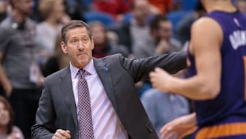 Jan 17, 2016; Minneapolis, MN, USA; Phoenix Suns head coach Jeff Hornacek in the first quarter against the Minnesota Timberwolves at Target Center. Mandatory Credit: Brad Rempel-USA TODAY Sports