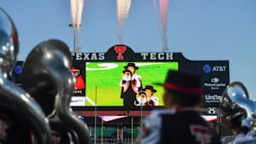 LUBBOCK, TX - OCTOBER 22: General view of fireworks during the National Anthem before the game between the Texas Tech Red Raiders and the Oklahoma Sooners on October 22, 2016 at AT&T Jones Stadium in Lubbock, Texas. Oklahoma won the game 66-59. (Photo by John Weast/Getty Images)