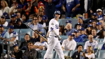 LOS ANGELES, CA - NOVEMBER 01: Joc Pederson #31 of the Los Angeles Dodgers reacts after striking out during the eighth inning against the Houston Astros in game seven of the 2017 World Series at Dodger Stadium on November 1, 2017 in Los Angeles, California. (Photo by Christian Petersen/Getty Images)