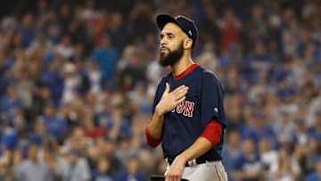 LOS ANGELES, CA - OCTOBER 28: David Price #24 of the Boston Red Sox walks off the field after being taken out of the game during the eighth inning against the Los Angeles Dodgers in Game Five of the 2018 World Series at Dodger Stadium on October 28, 2018 in Los Angeles, California. (Photo by Sean M. Haffey/Getty Images)